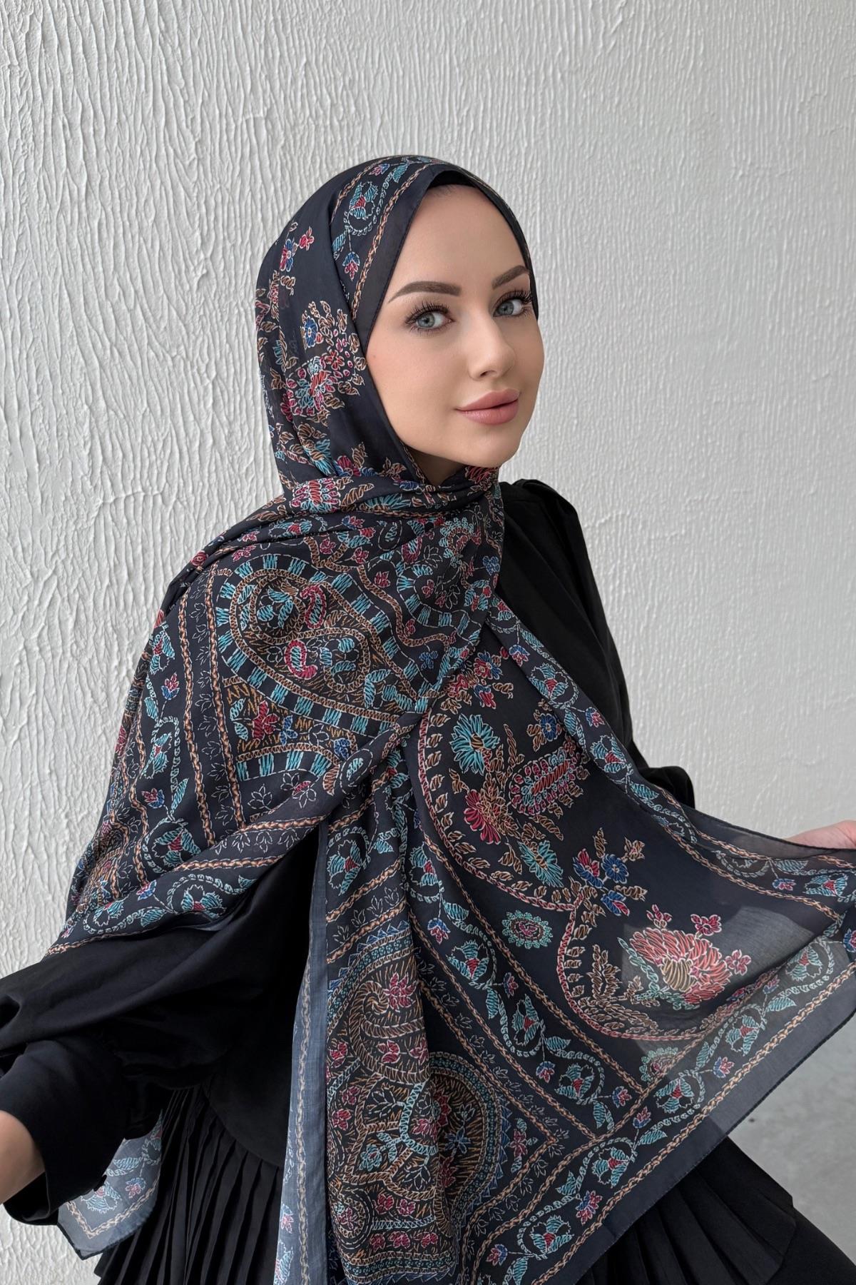 Renkli Mihrimah Bohem Modal İpek Şal  