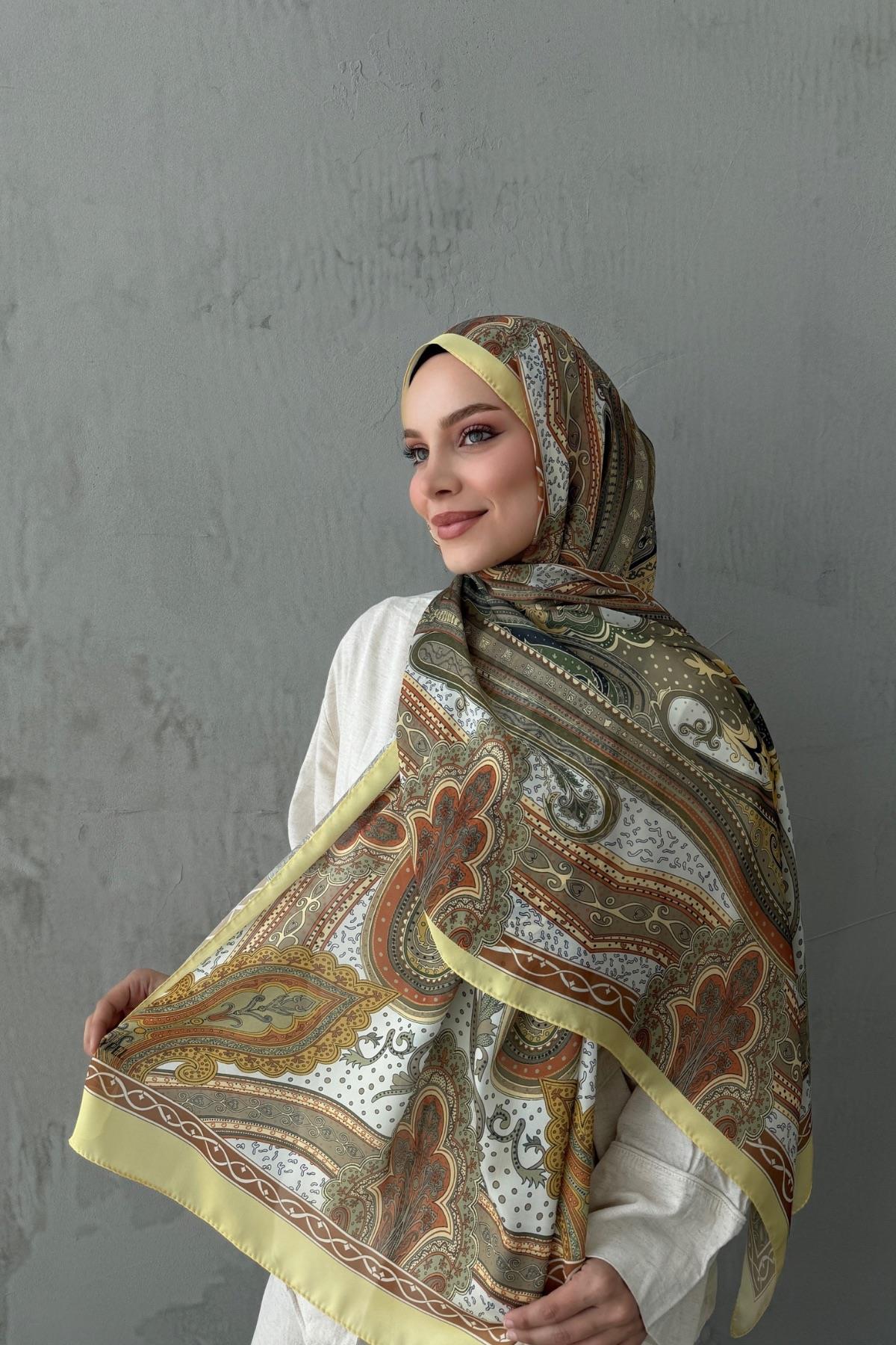 Sarı Mahra Otantik Hint İpeği Şal