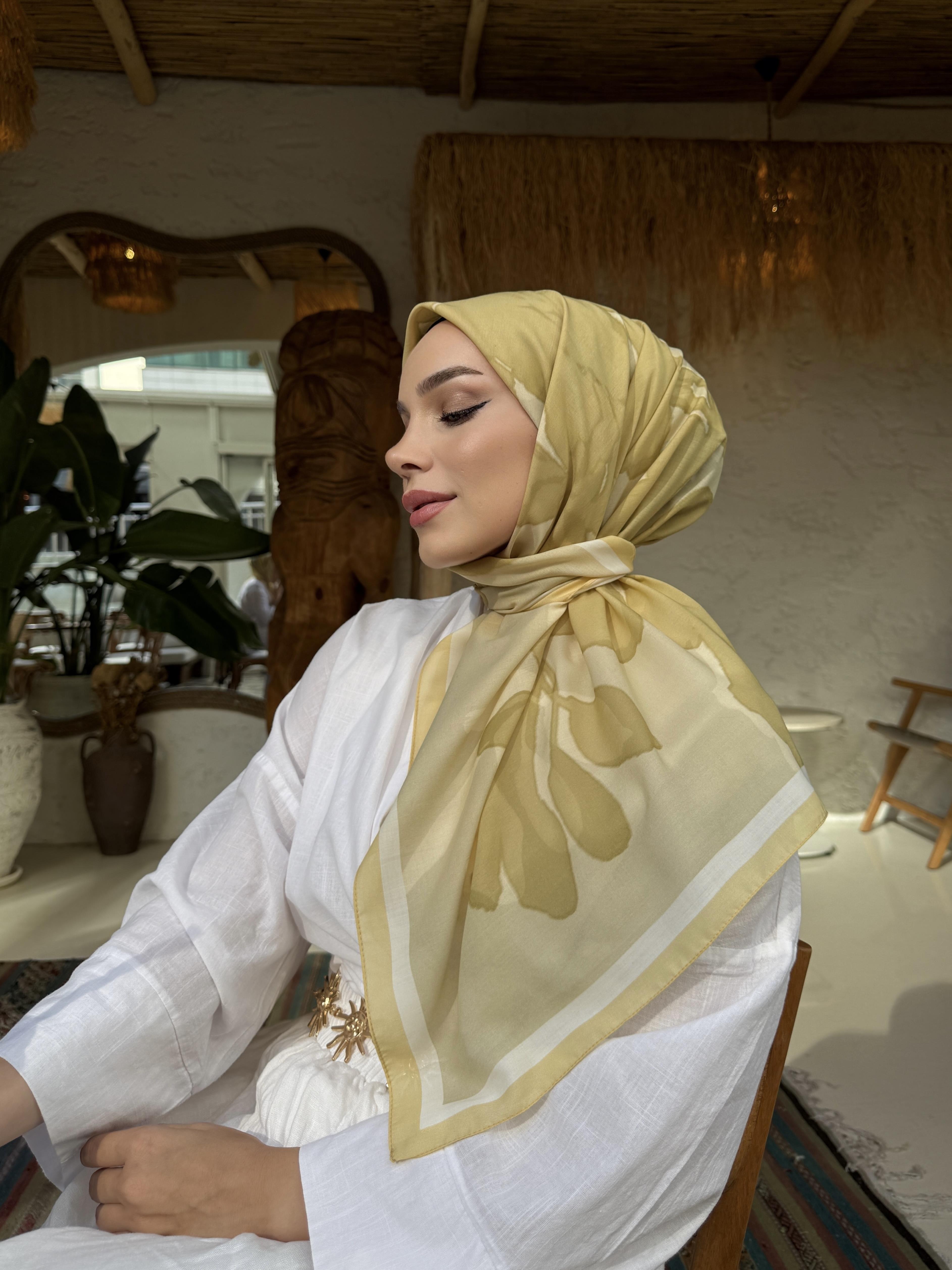 Sarı Rahven Modal İpek Eşarp