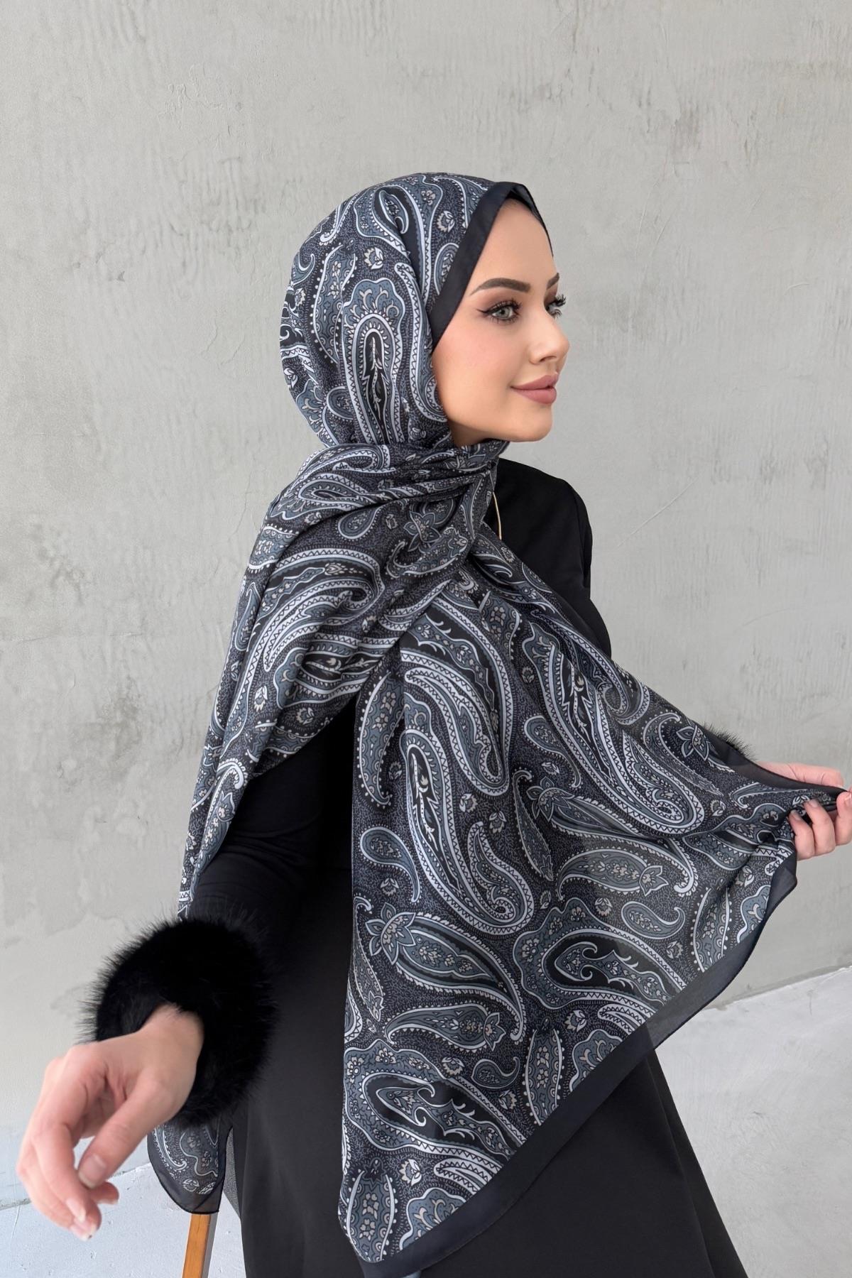 Siyah Elvan Modal İpek Şal