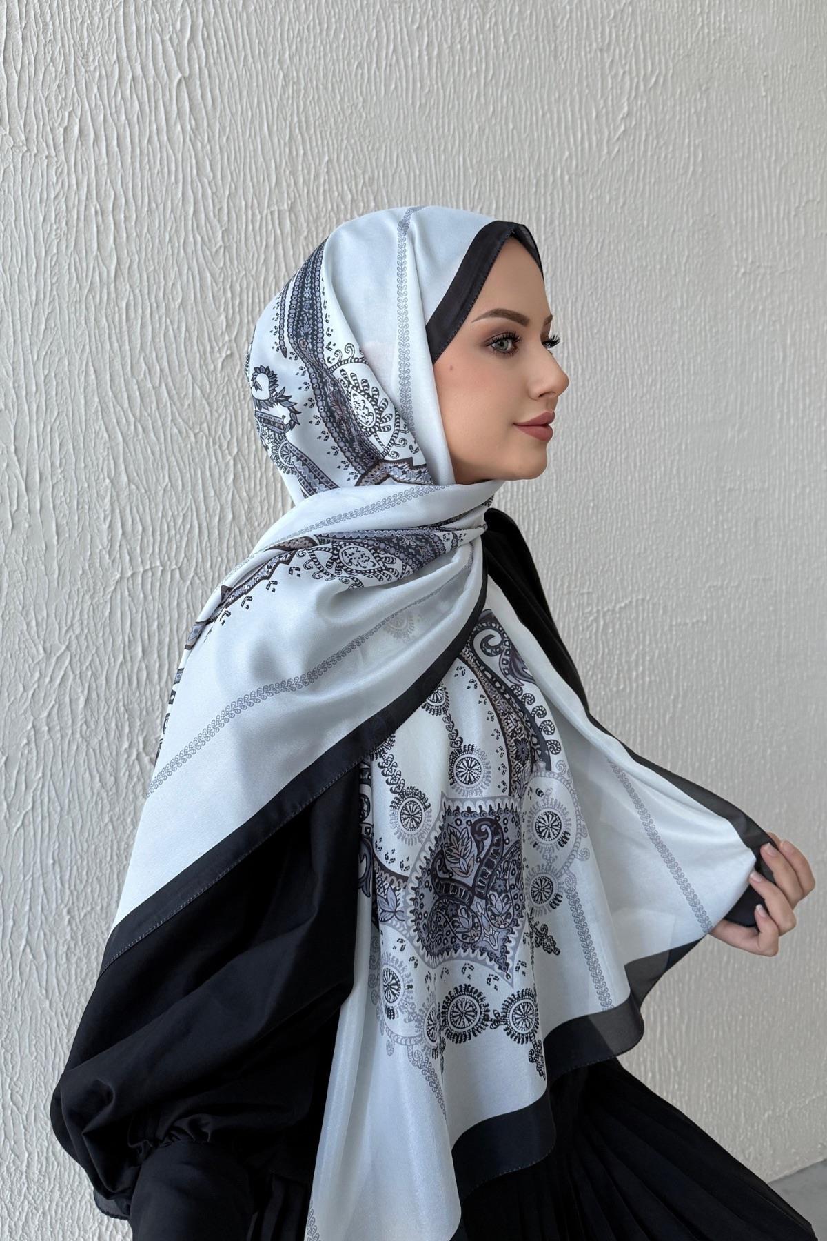 Siyah Etro Etnik Vual İpek Şal 