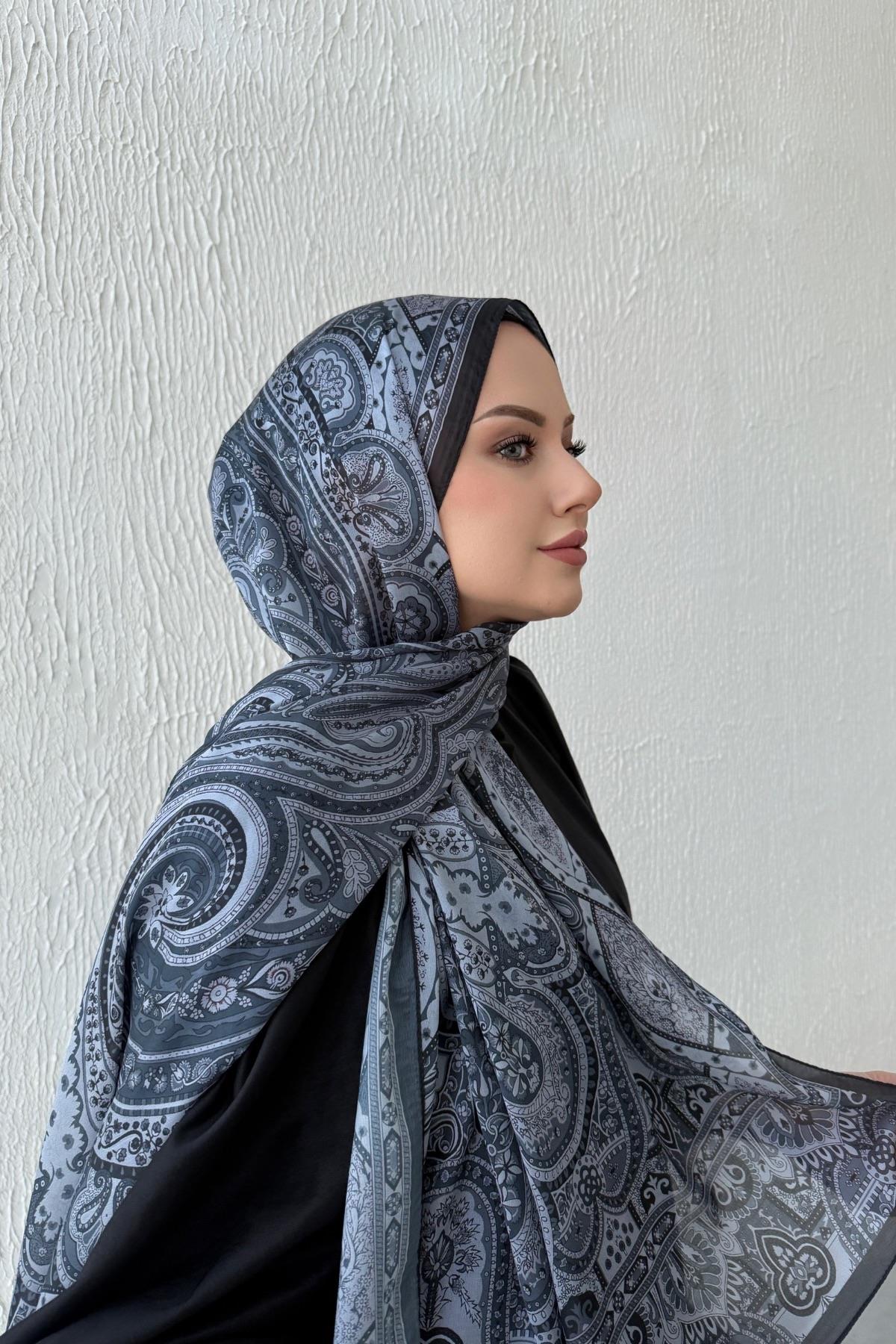 Siyah Etro Otantik Hint İpeği Şal