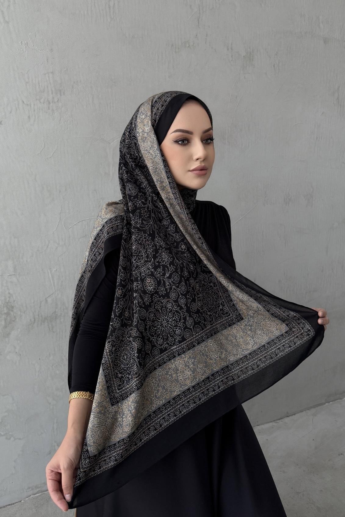 Siyah Maaren Koza %100 Pamuk Şal