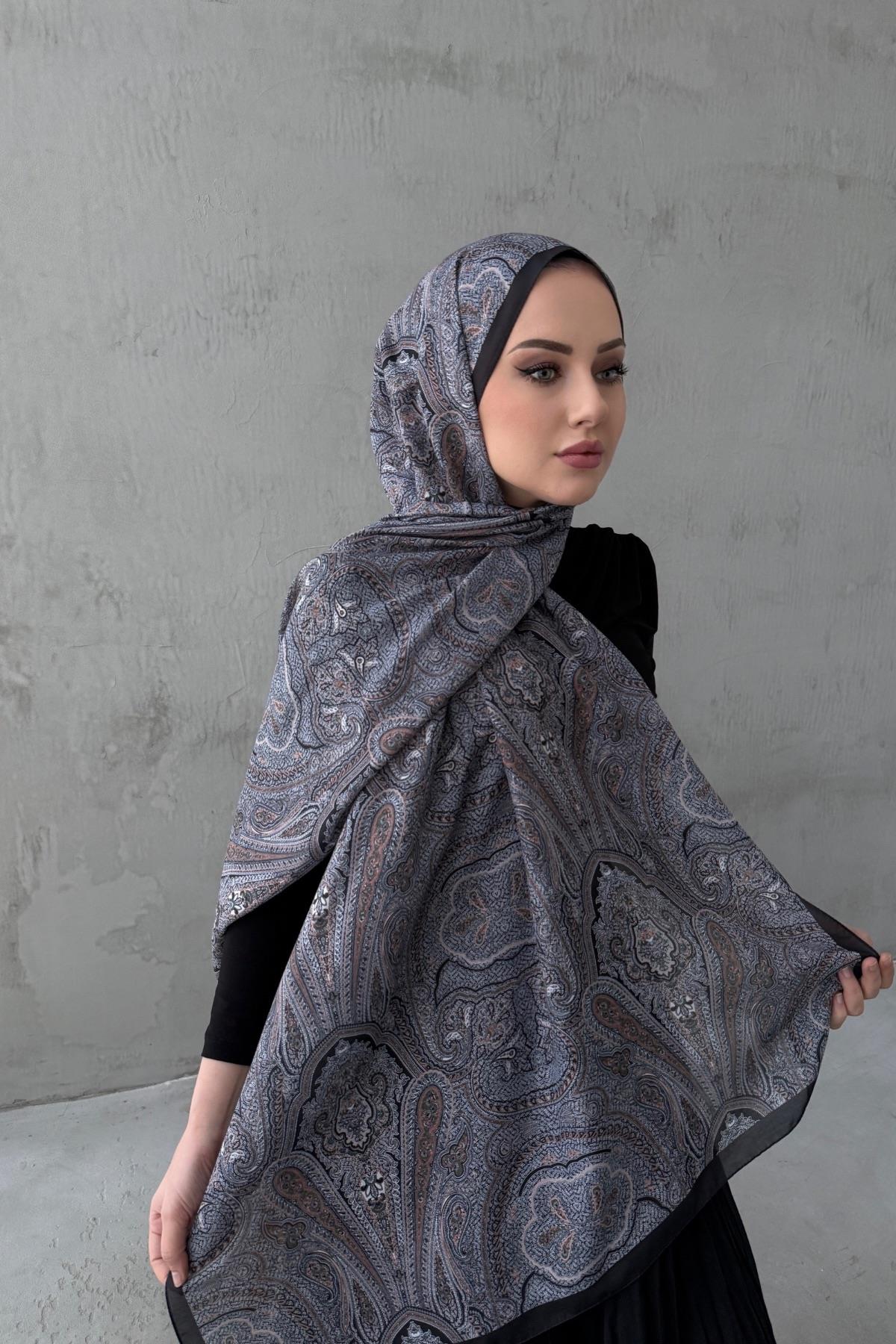 Siyah&Gri Sufra Modal İpek Şal