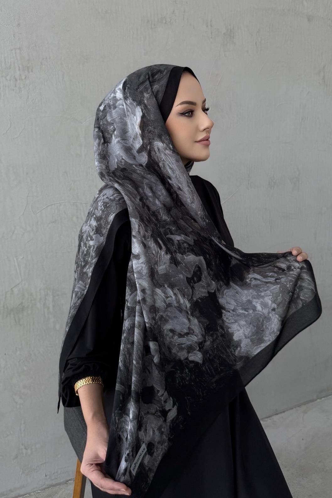 Siyah&Gri Tual Koza %100 Pamuk Şal