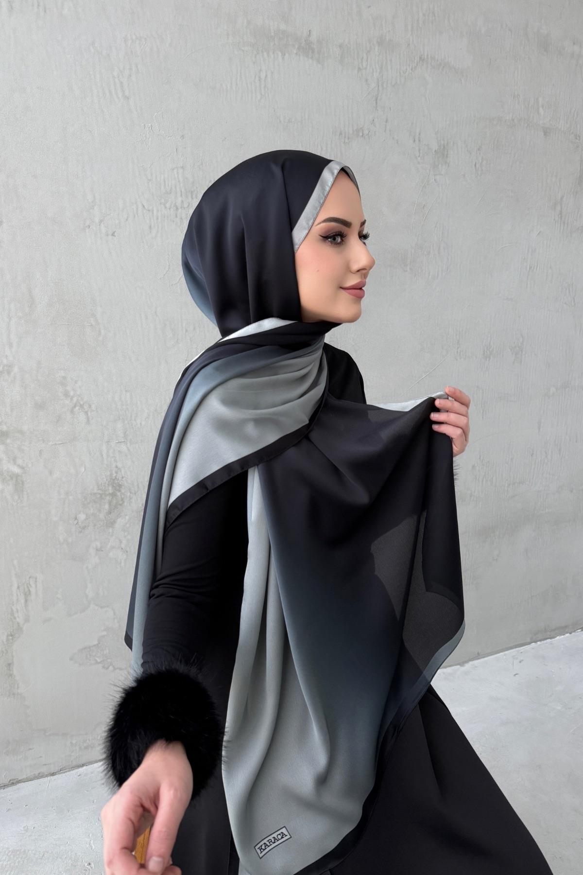 Siyah&Taş Degrade Şal 