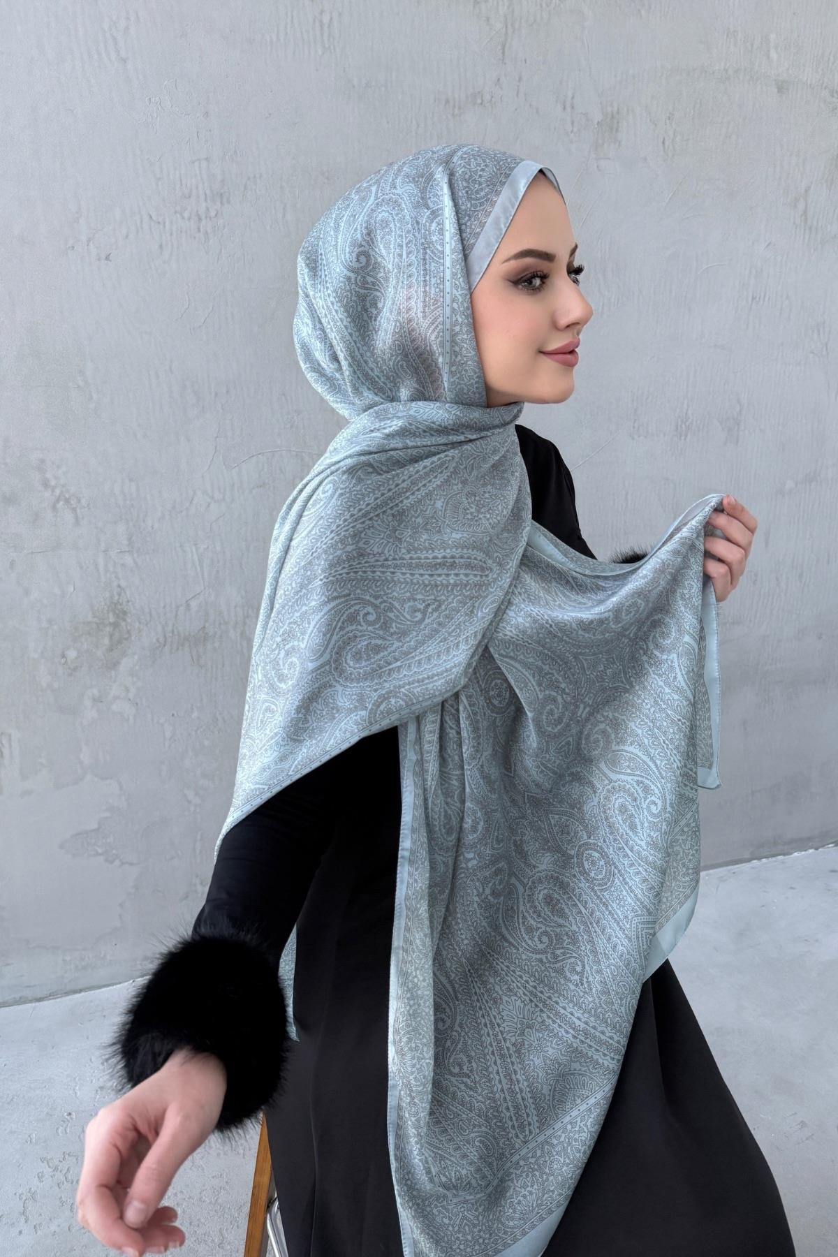 Su Yeşili Asu Otantik Hint İpeği Şal