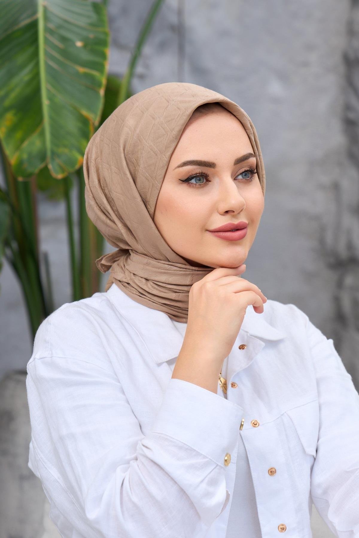 Sütlü Kahve Bambu Jakar Eşarp