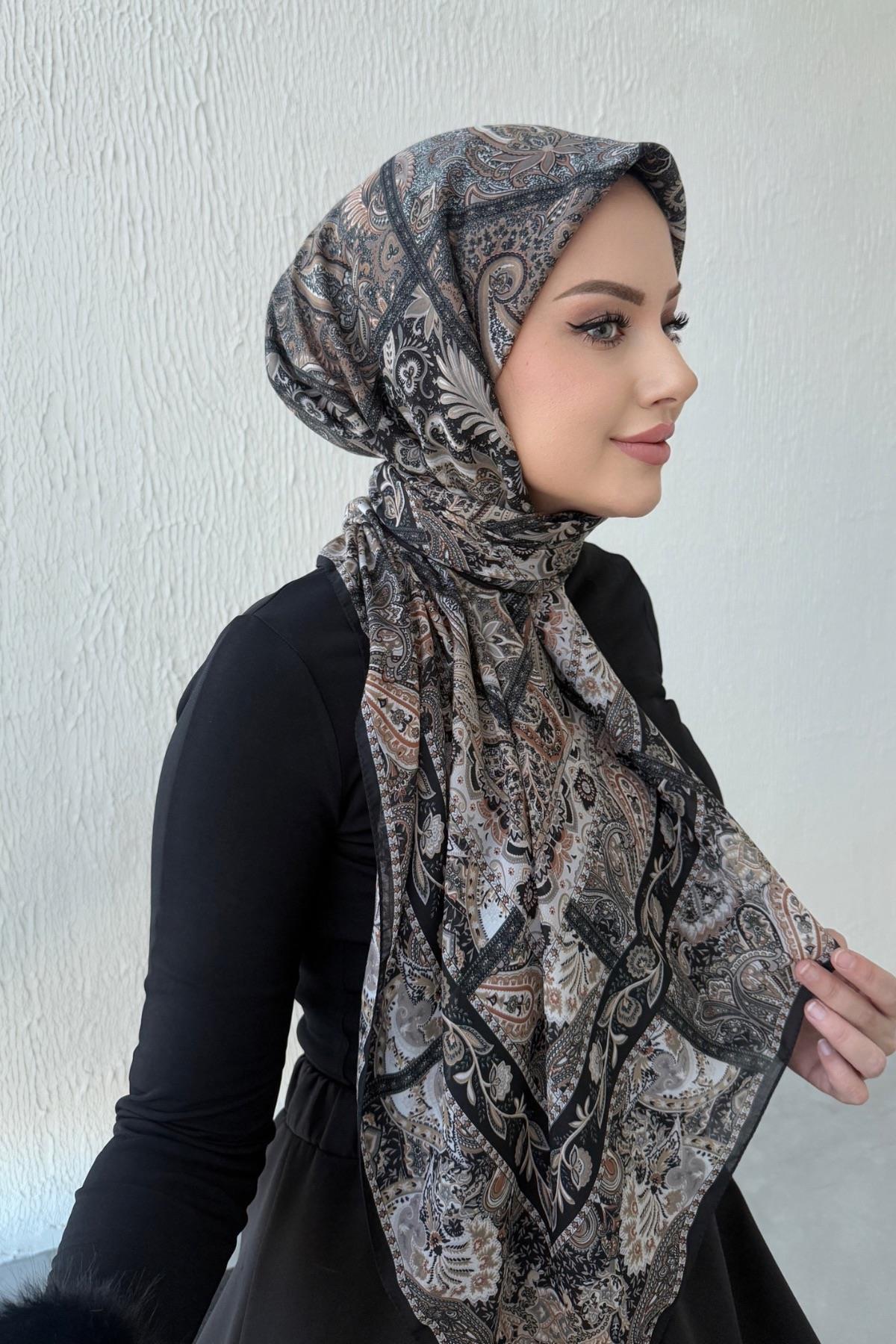 Sütlü Kahve Bohem Modal İpek Şaleşarp