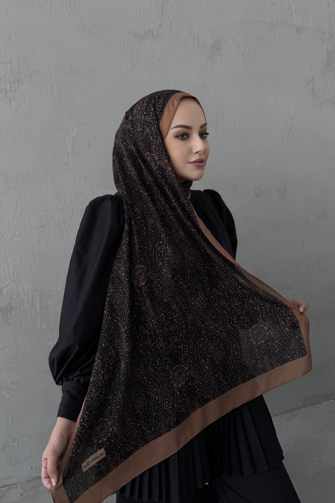 Taba&Siyah Leena Koza %100 Pamuk Şal