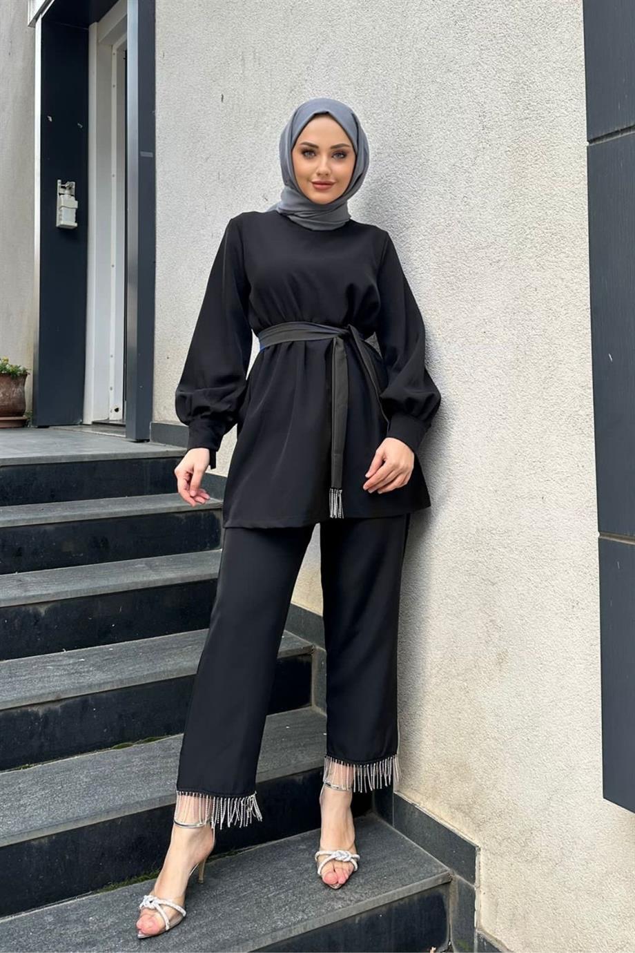 Takim zincir sacakli siyah