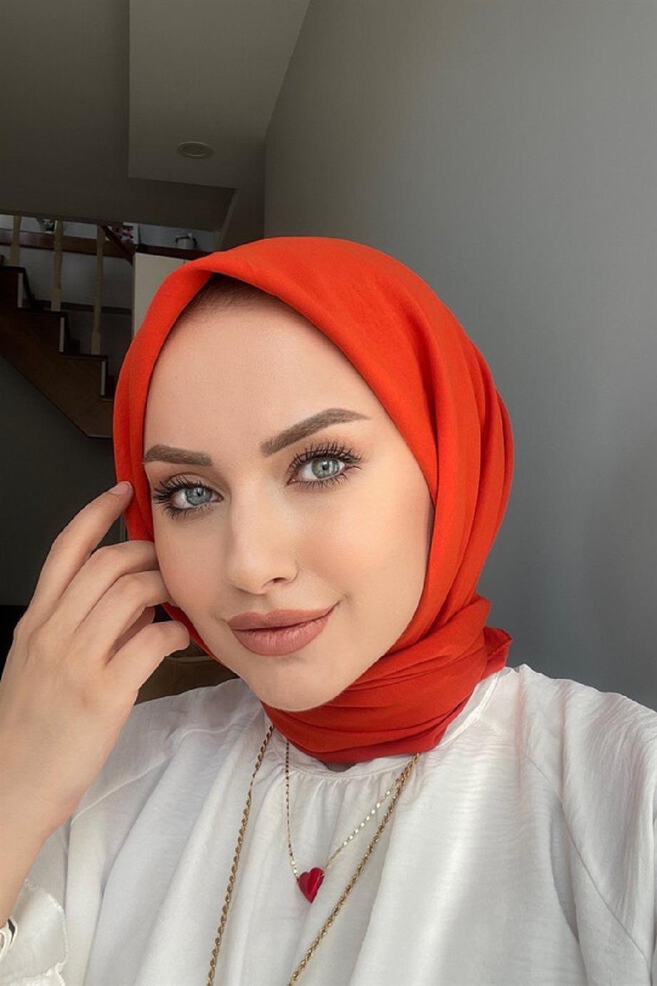 Turuncu Pamuk Caz Eşarp