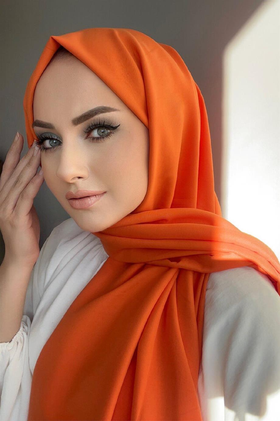 Orange Cotton Jazz Shawl