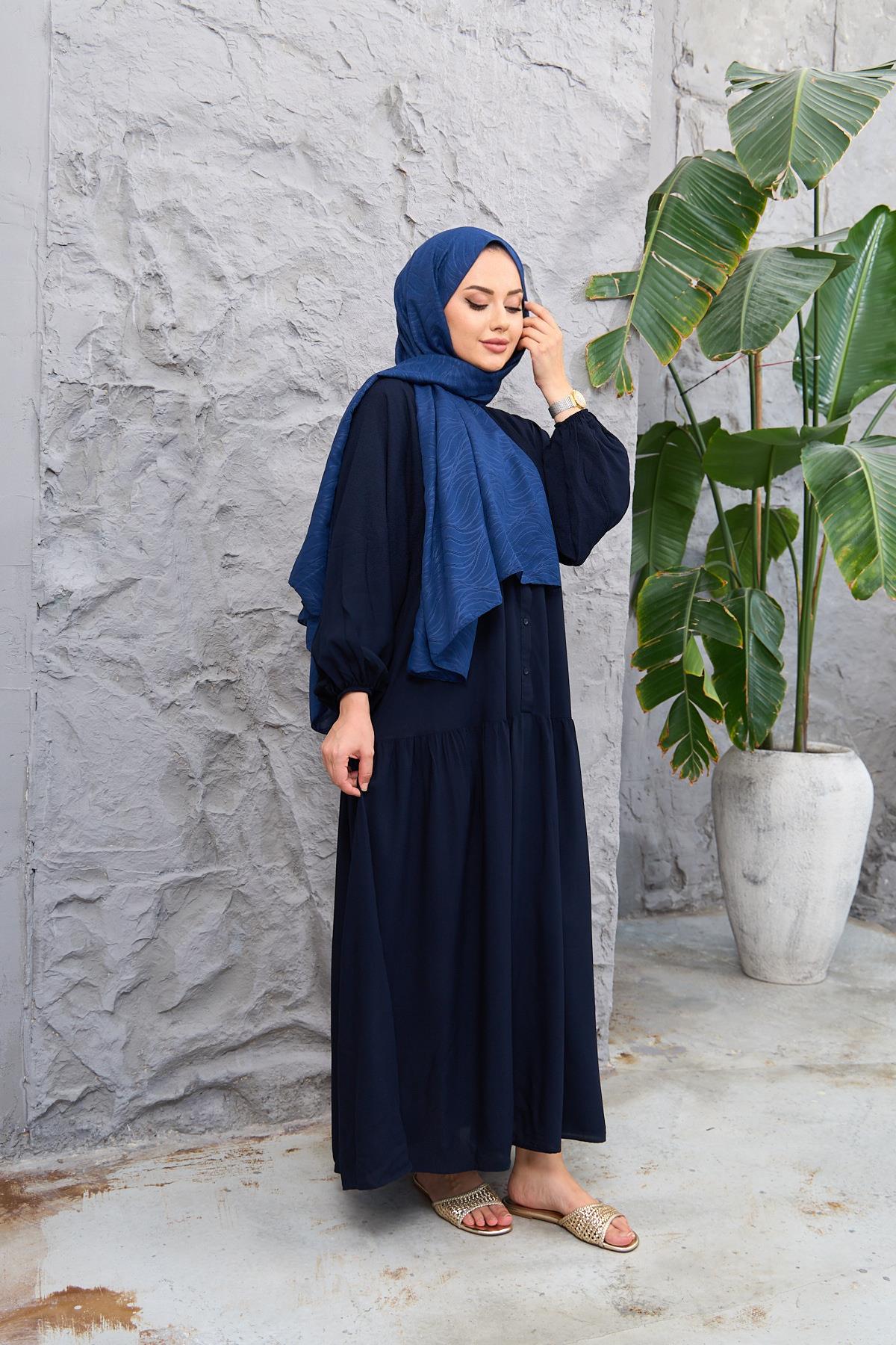 Viscose Dress Linda Navy Blue