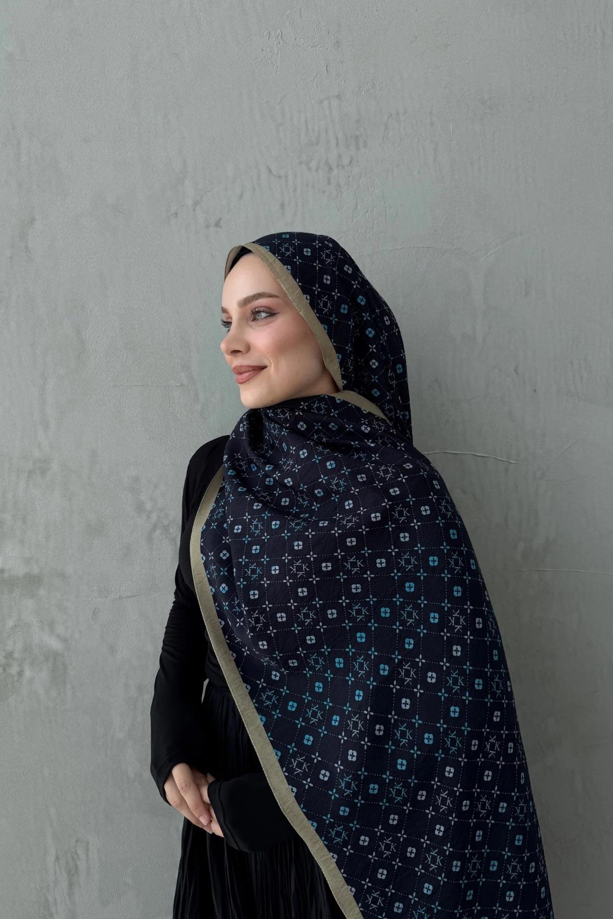 Vizon&Lacivert Gua Modal İpek Şal