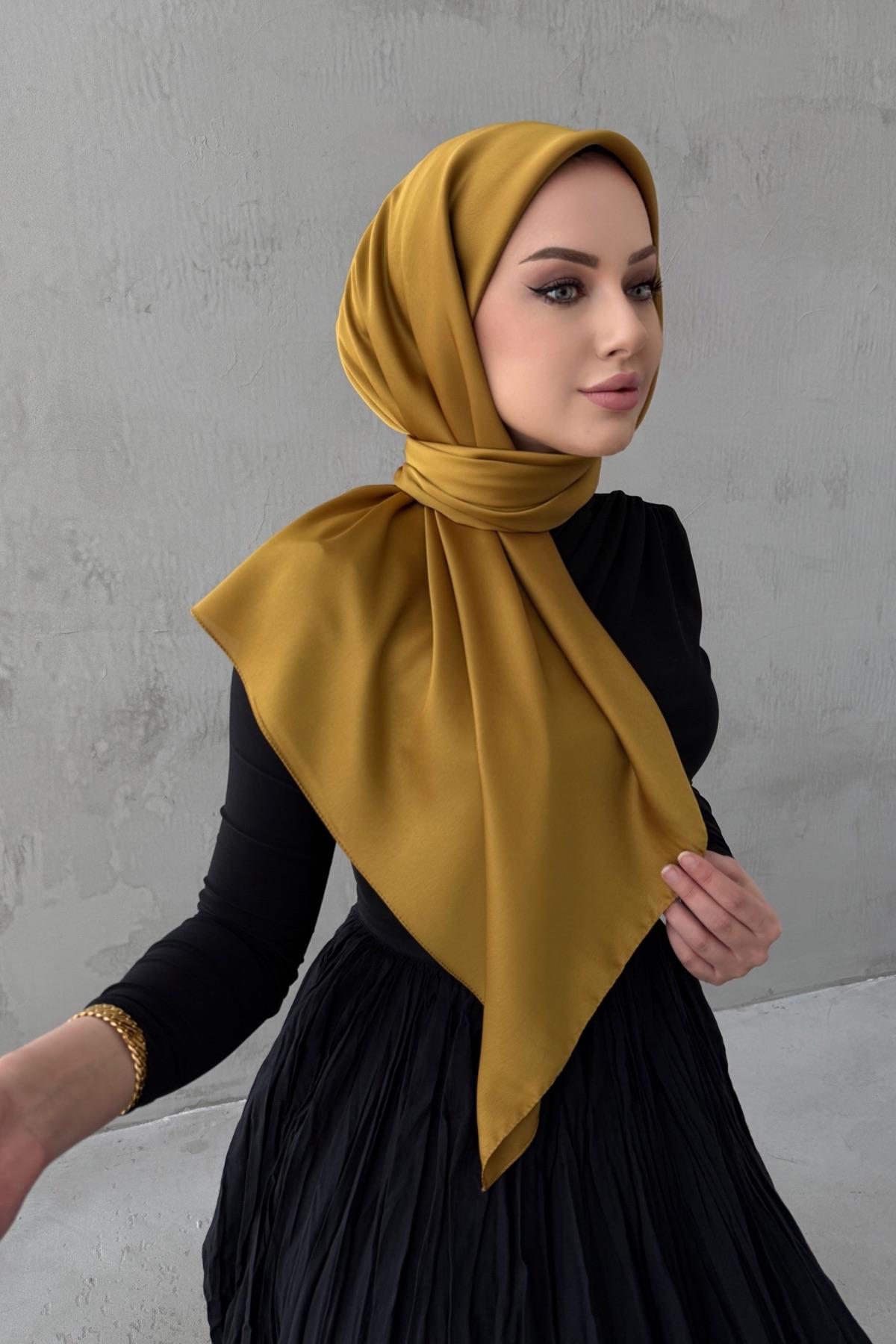 Yağ Yeşili Arla Kumlu İpek ŞalEşarp