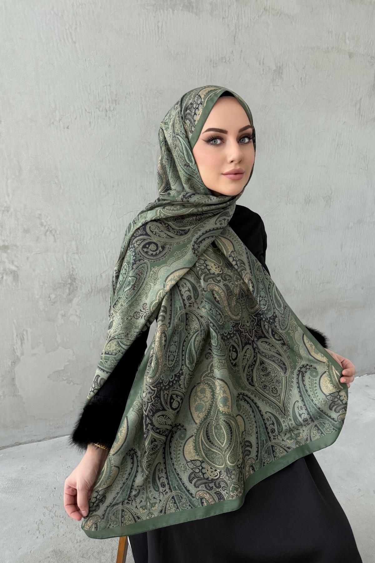 Yeşil Amour Bohem Modal İpek Şal