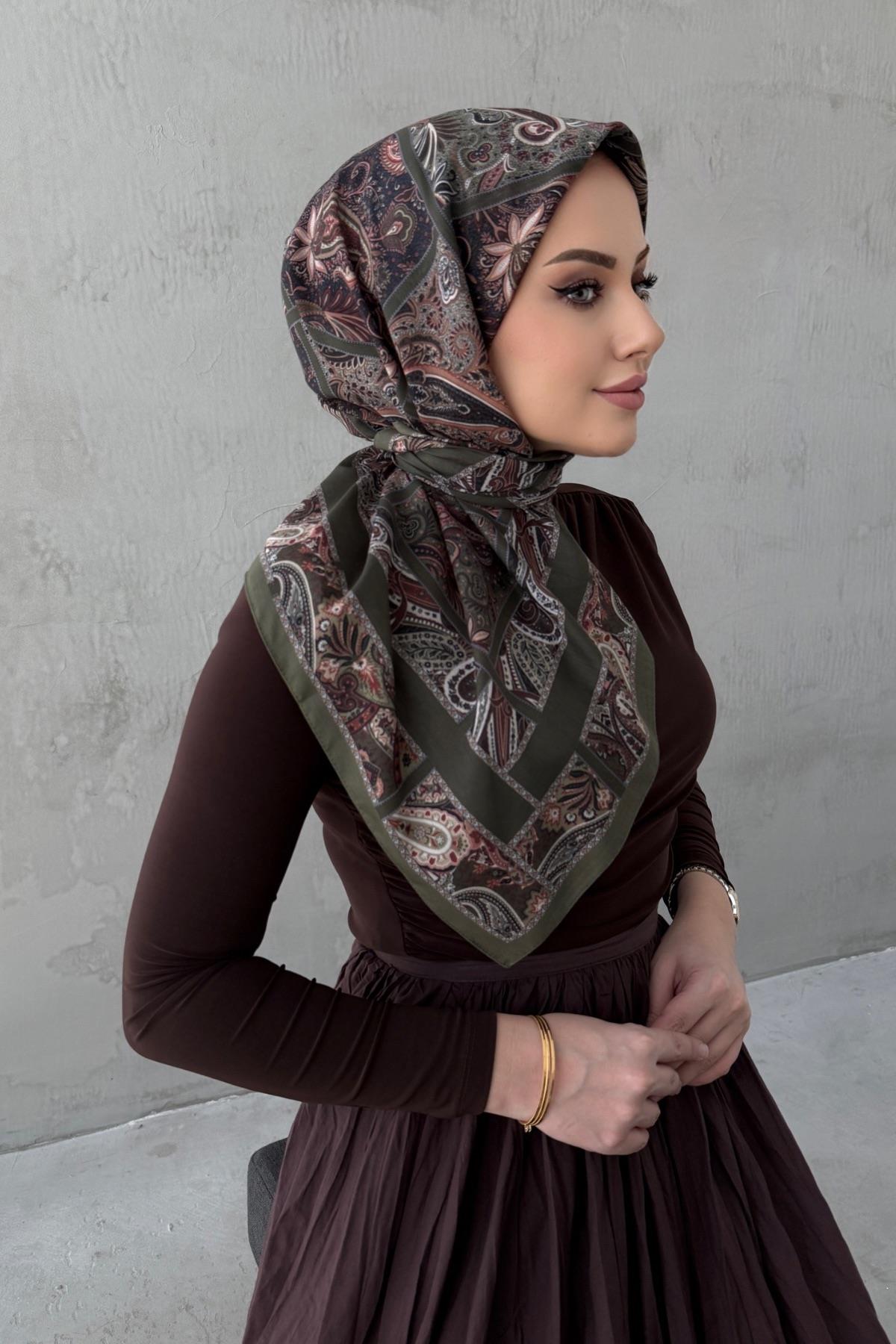 Yeşil Aydilge Bohem Modal İpek Eşarp