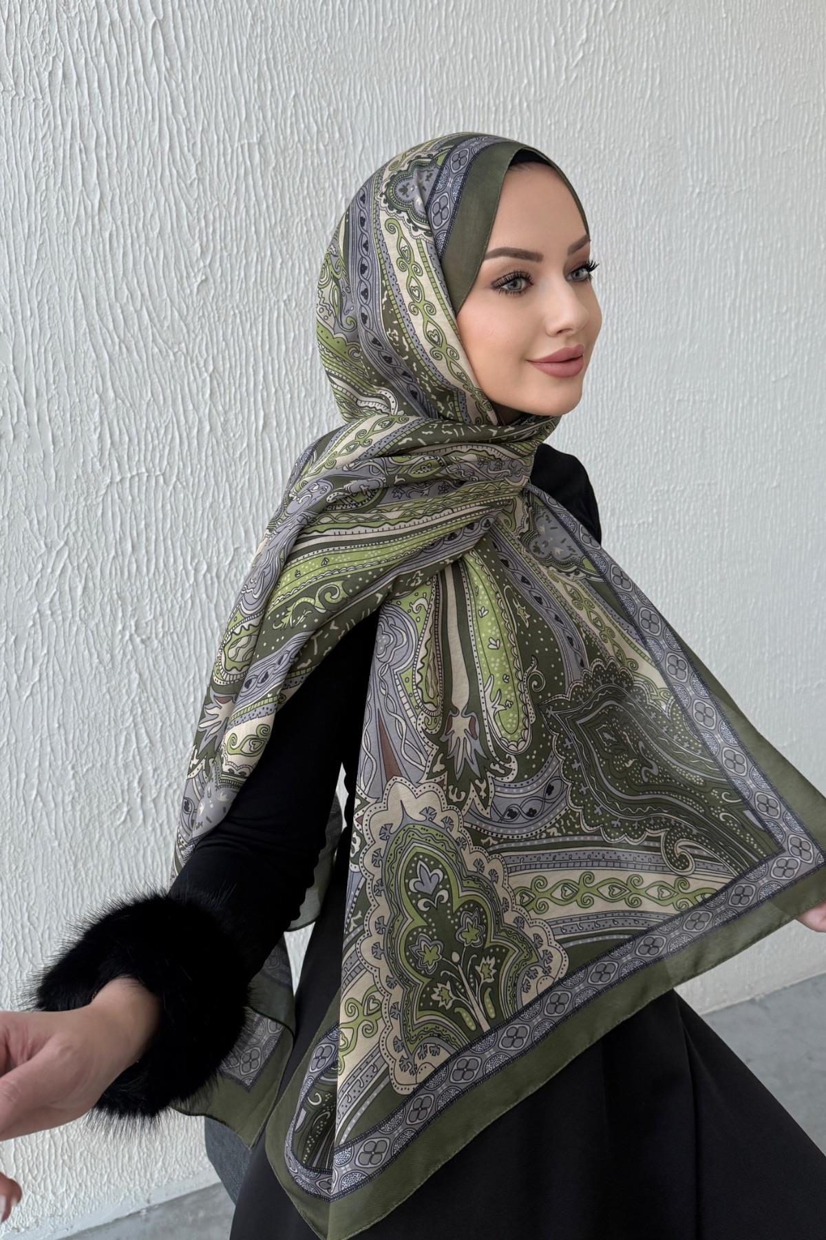 Yeşil & Gri Etro Soft Şal