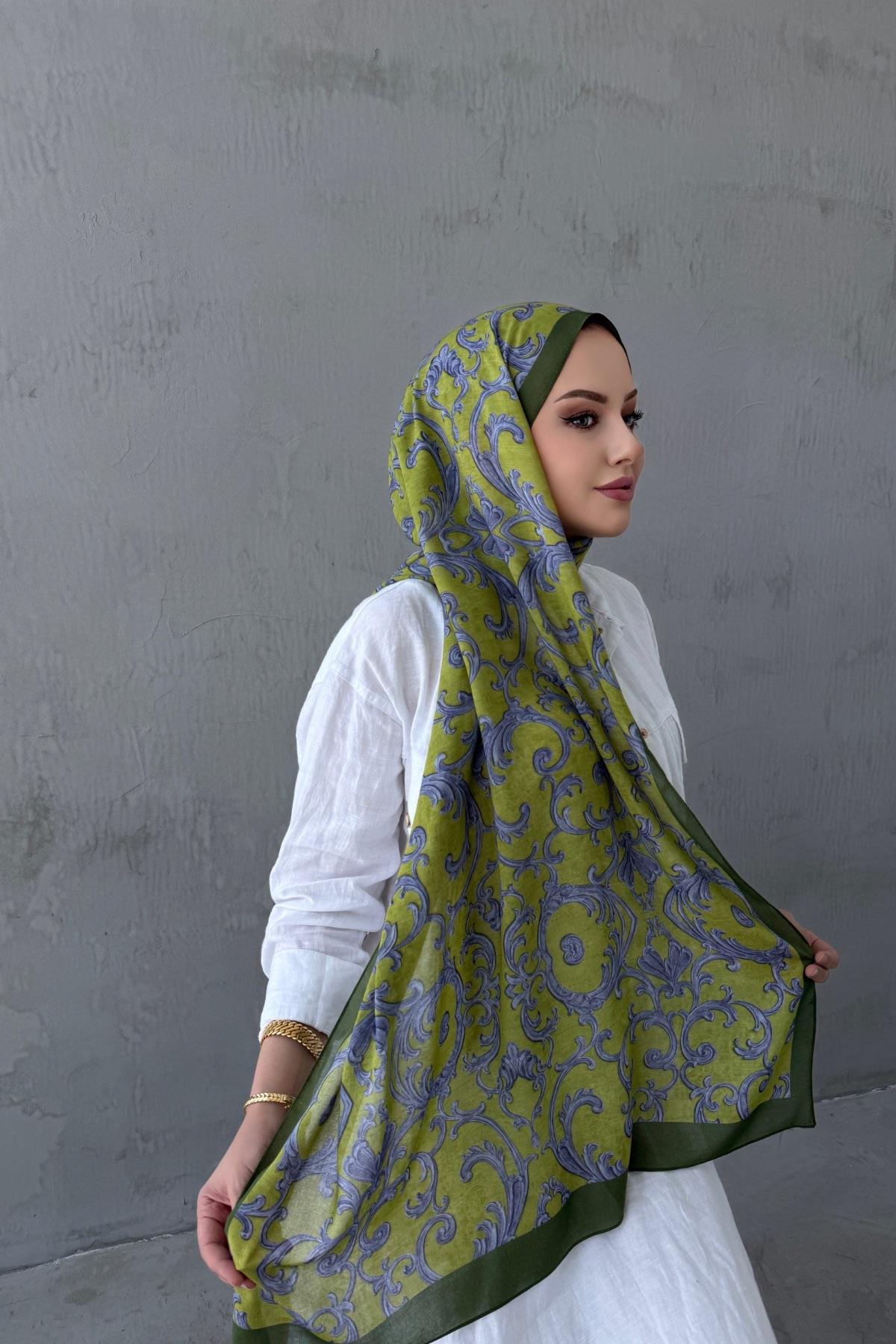 Yeşil İtalyan Varak Koza %100 Pamuk Şal