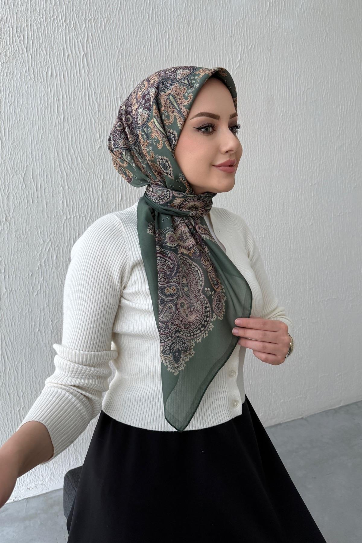 Yeşil Mira Bohem Modal İpek Eşarp