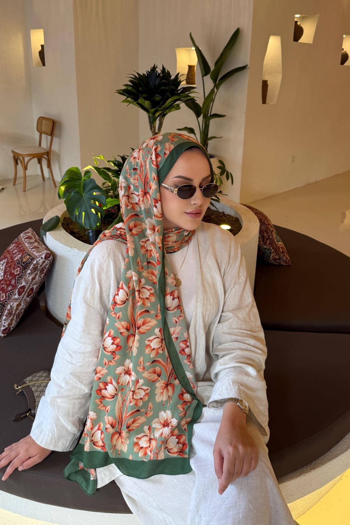 Yeşil Nergis Koza %100 Pamuk Şal 