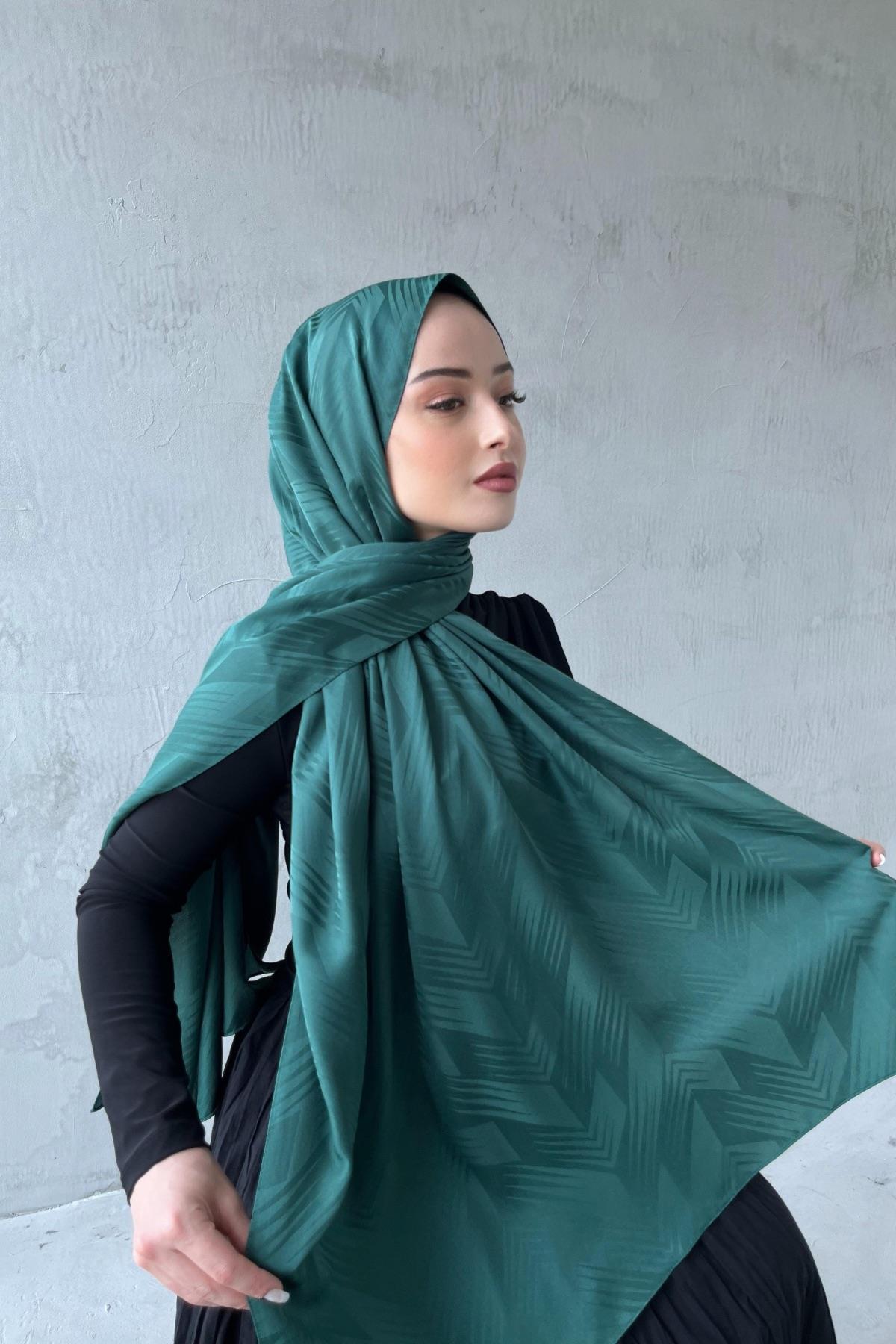 Yeşil Noya İpeksi Jakar Şal