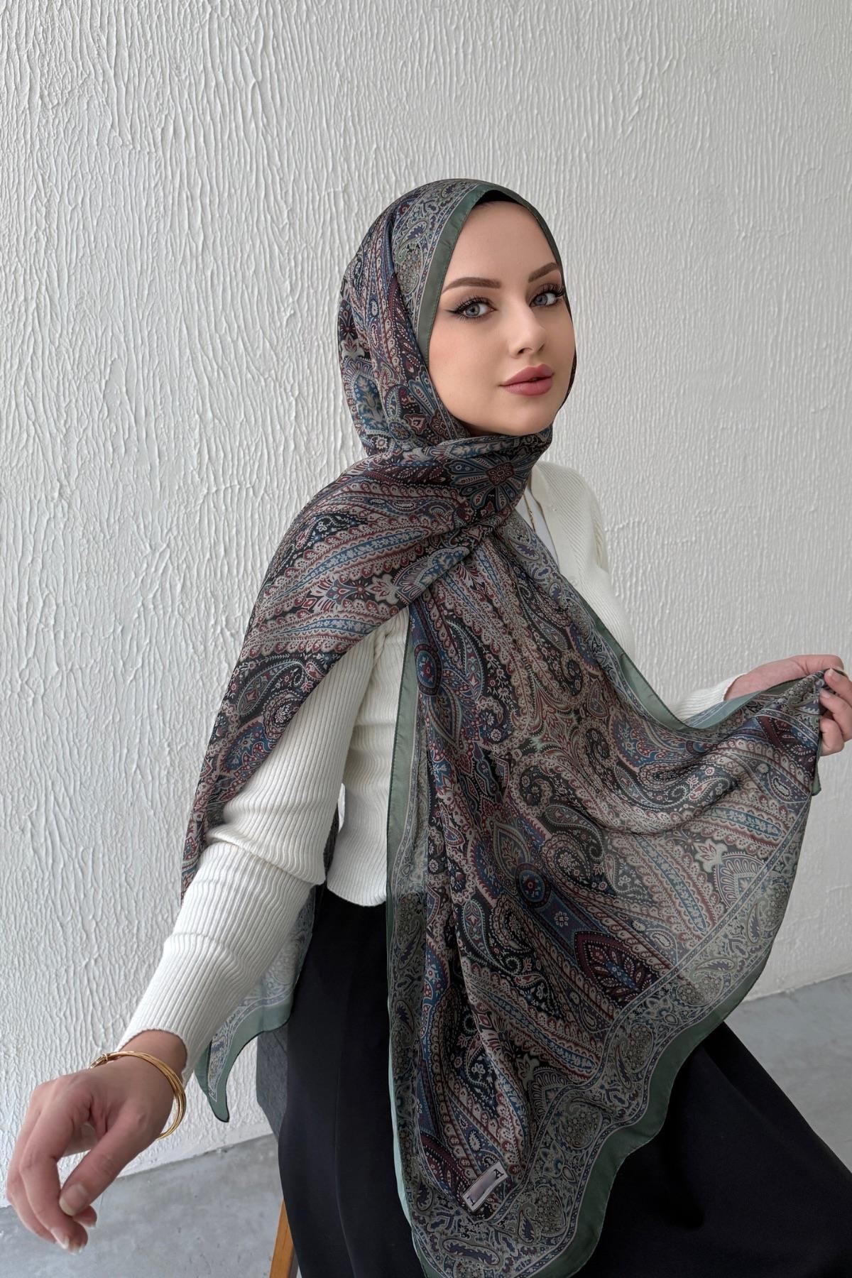 Yeşil Otantik Hint İpeği Şal