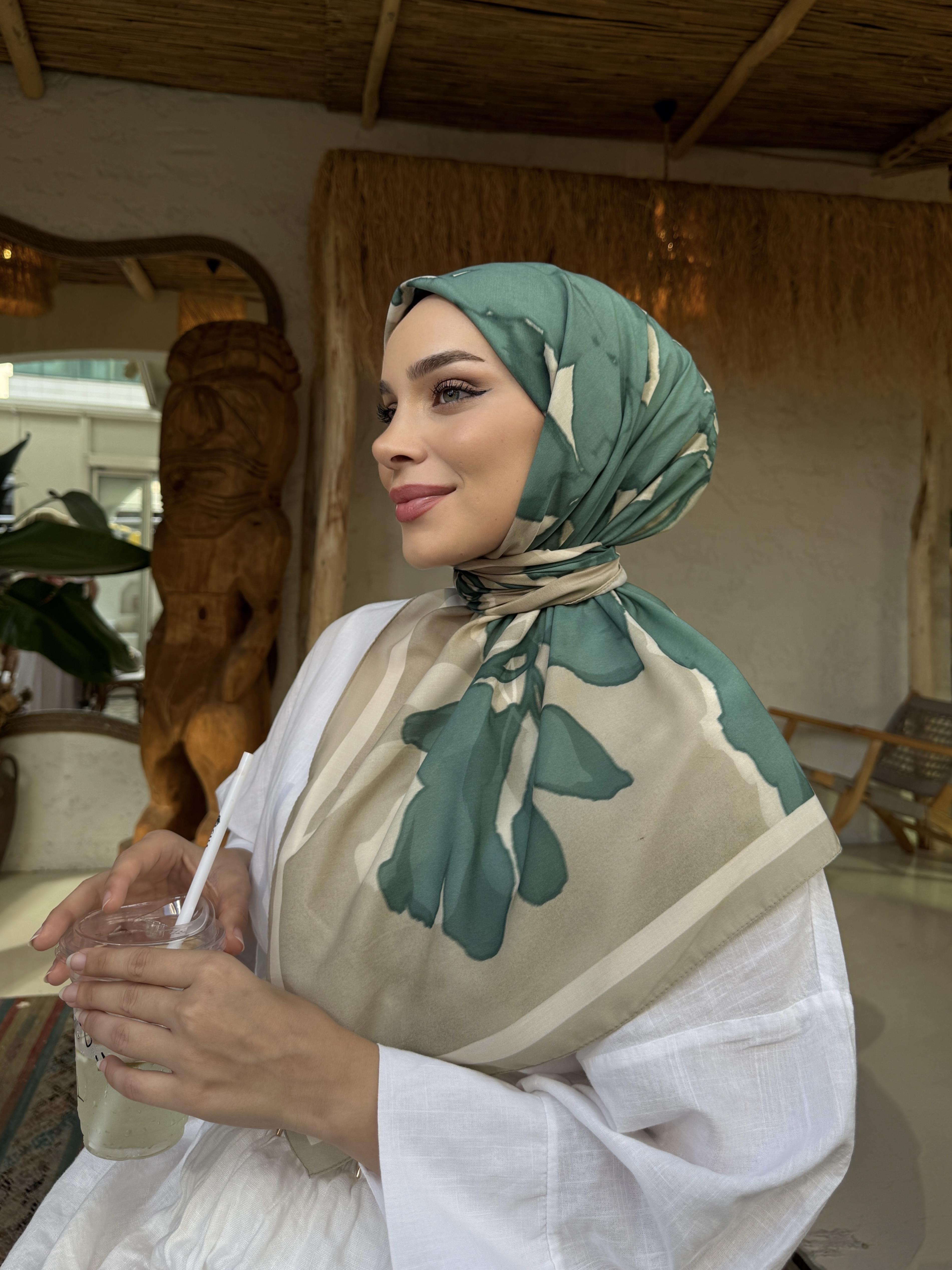 Yeşil Rahven Modal İpek Eşarp