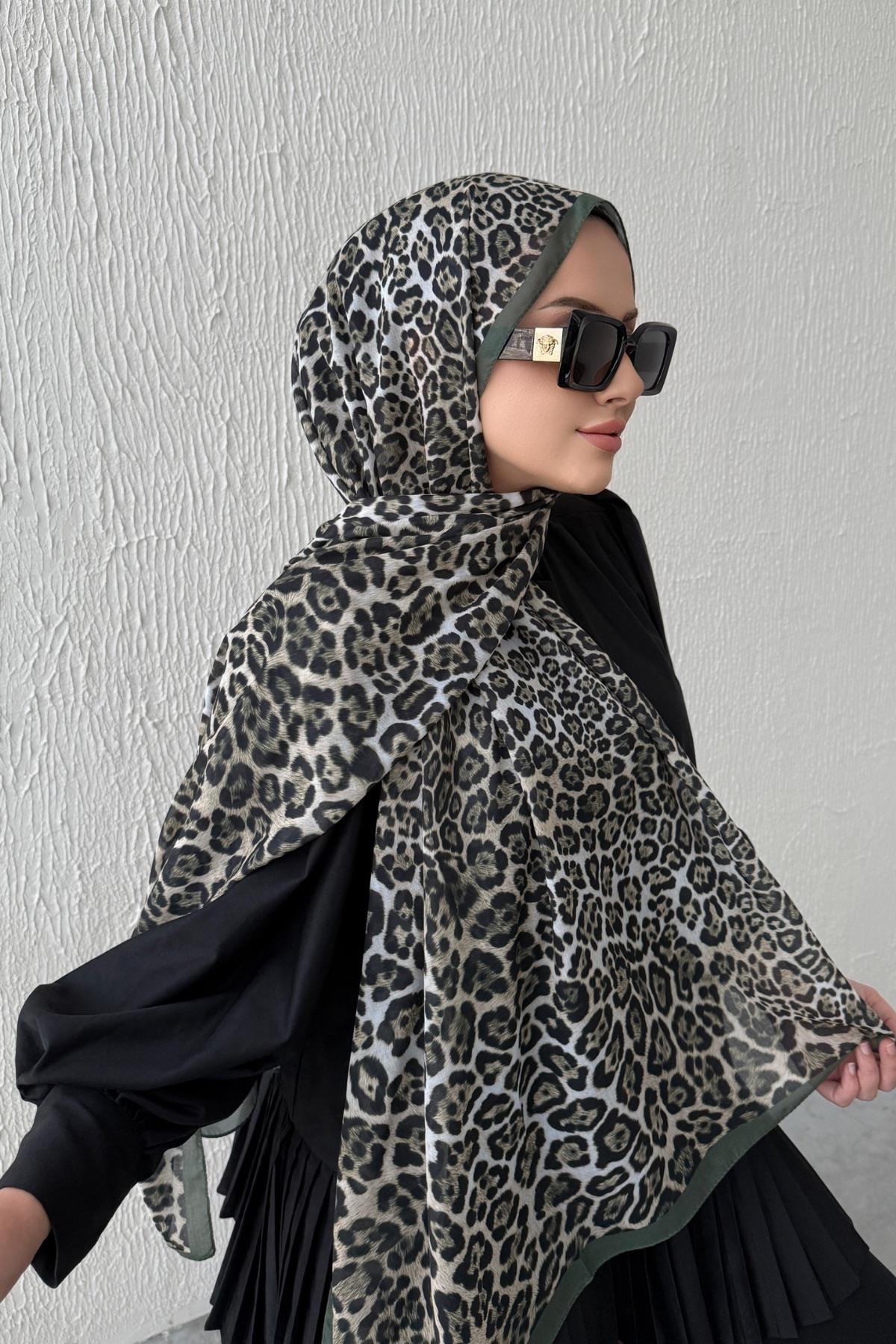 Yeşil & Yeşil Leopar Modal Şal