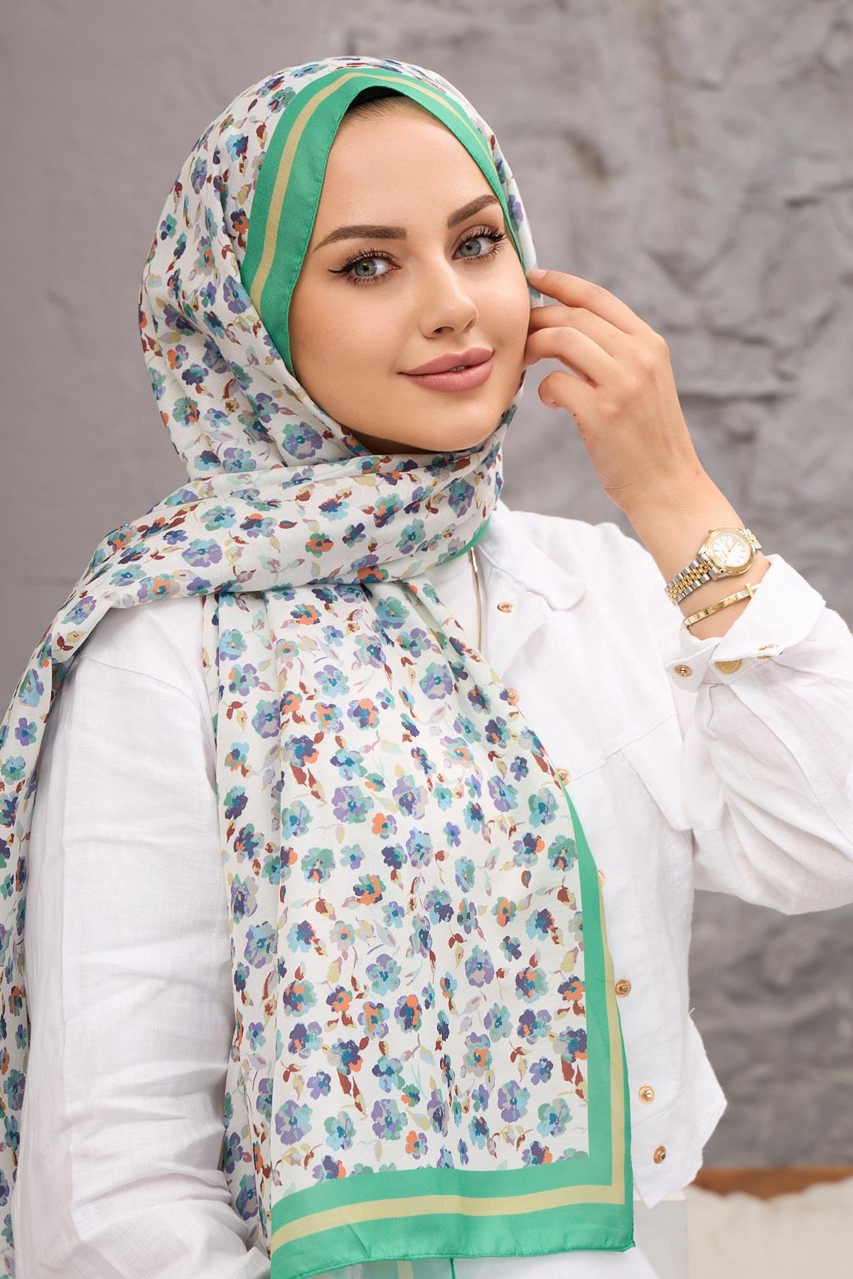 Yeşil Yonca Dijital Soft Şal