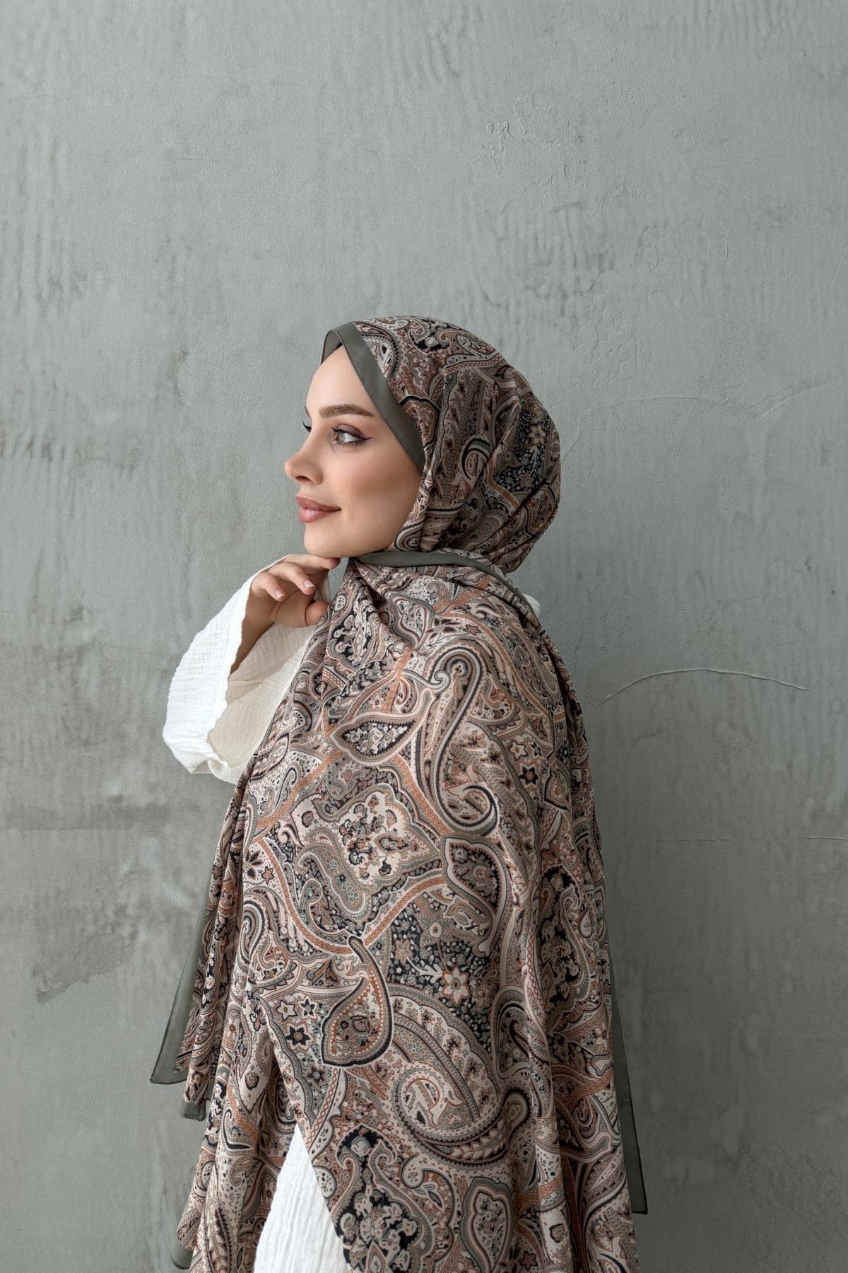 Yeşil&Vizon Harmoni Modal İpek Şal 