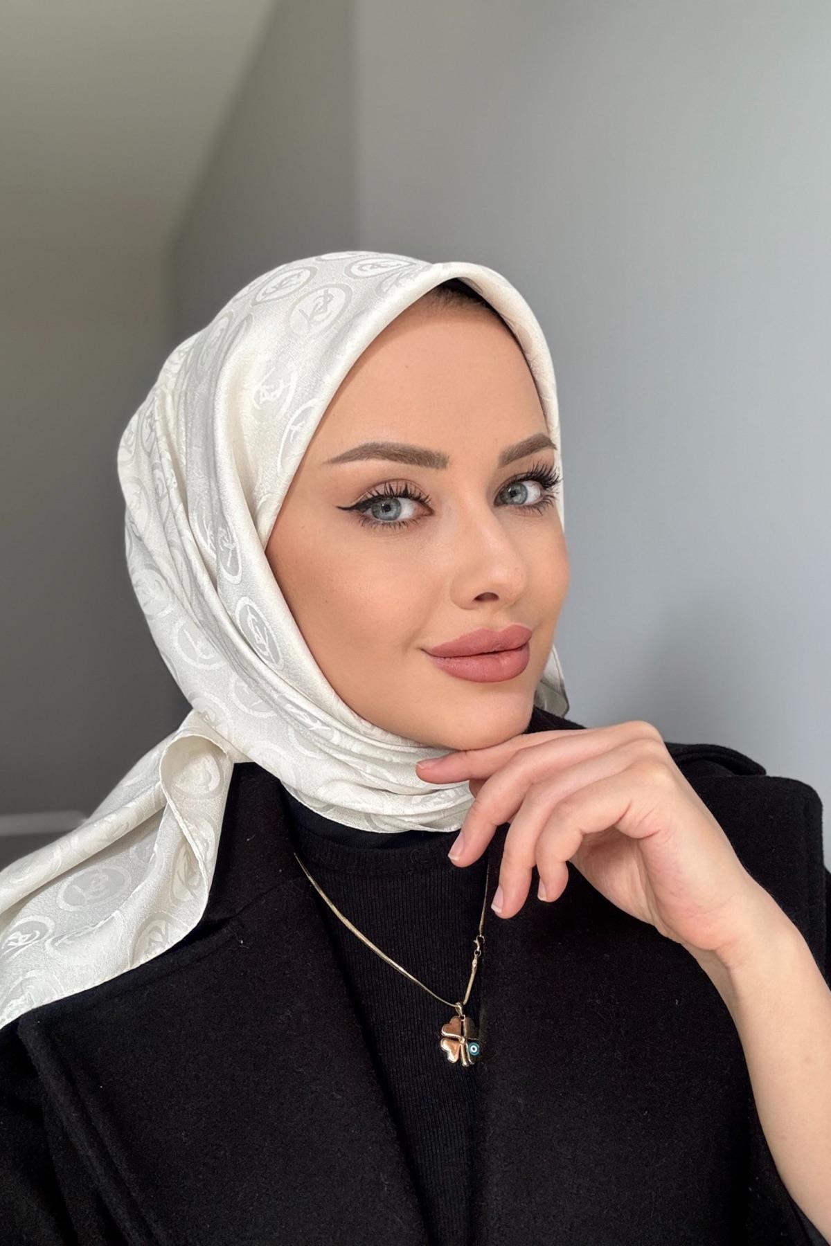 Ysl İpeksi Jakar Eşarp Ekru