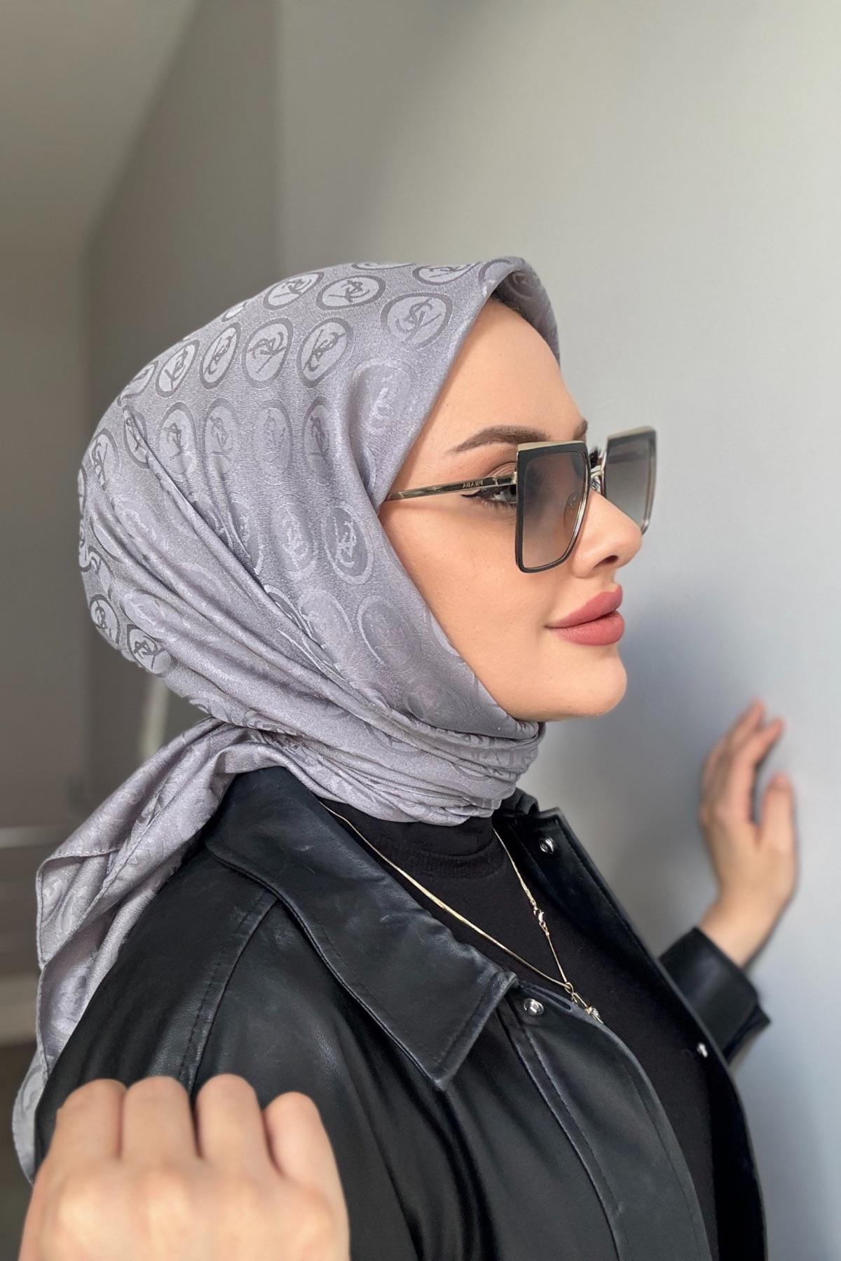 Ysl İpeksi Jakar Eşarp Gri