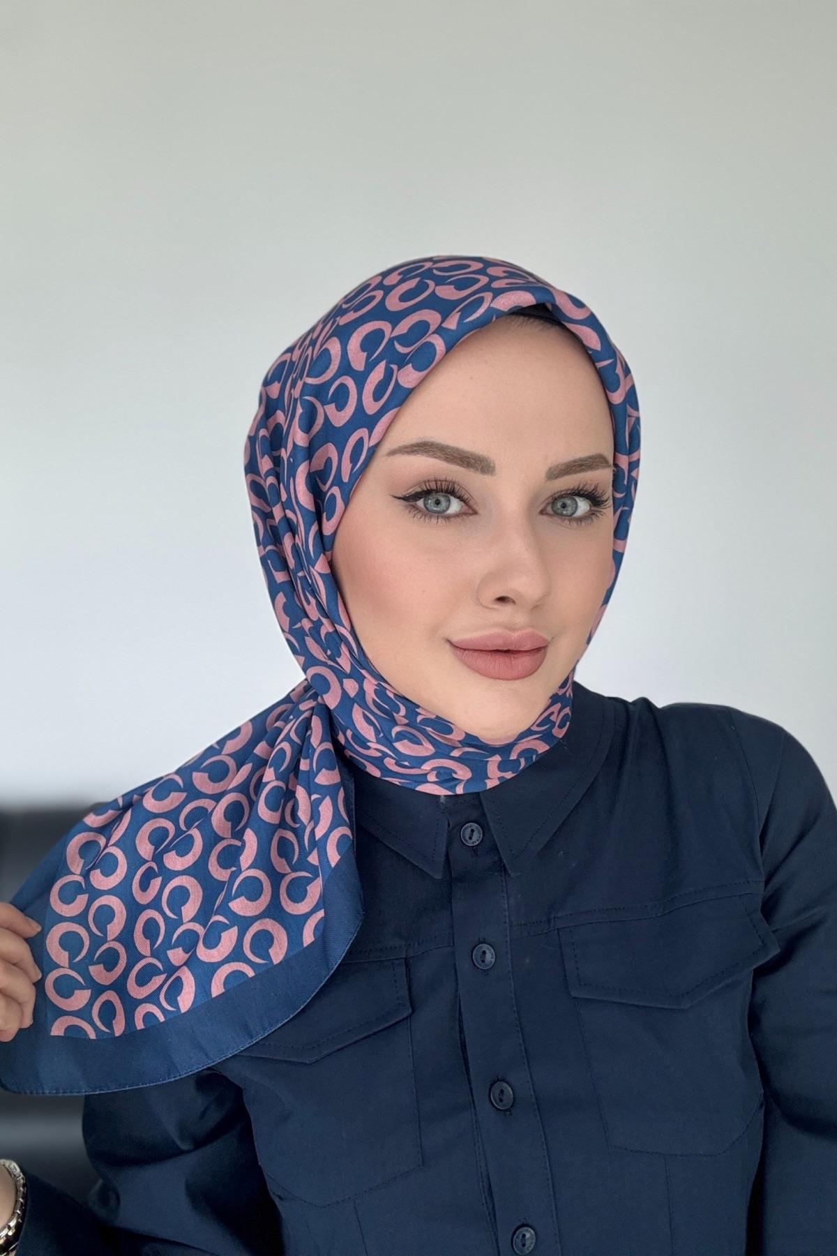 Zarif Desen Dijital Soft Eşarp Gül Kurusu