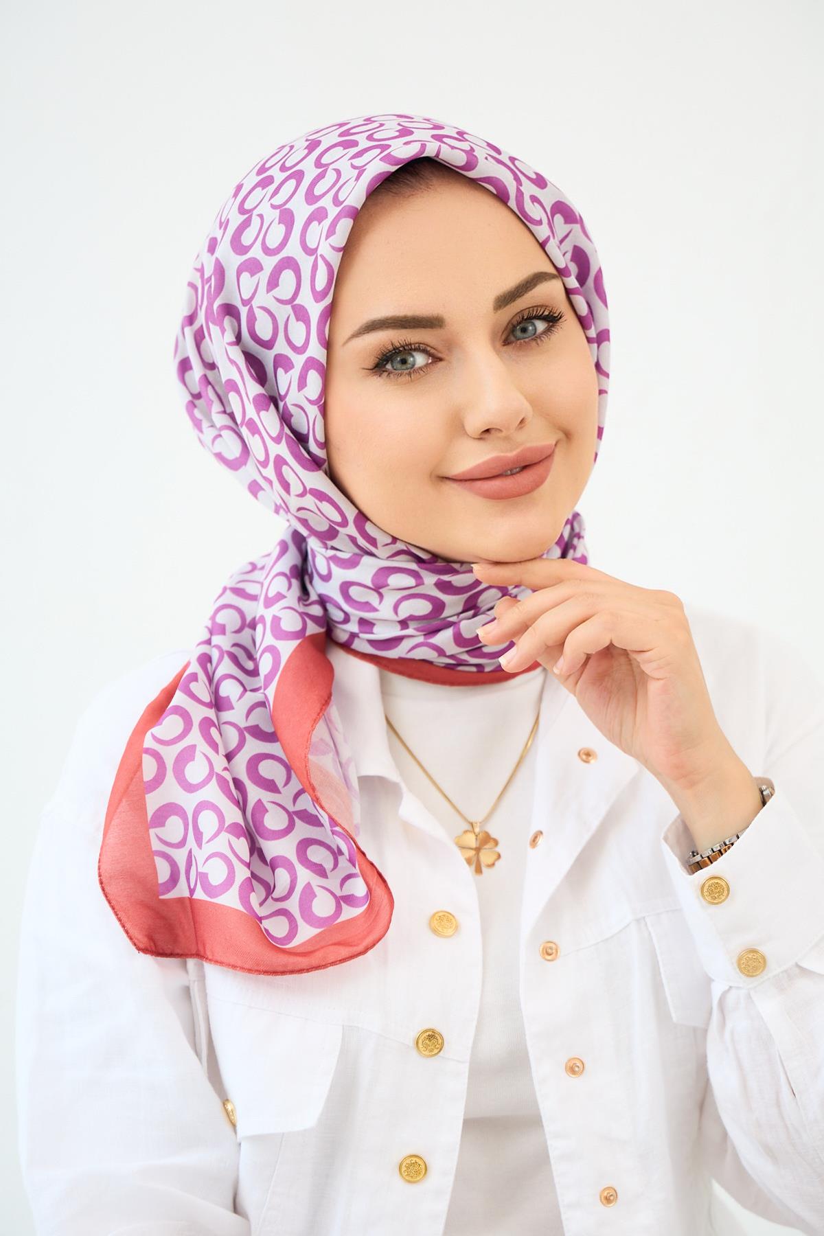 Elegant Pattern Digital Soft Scarf Purple