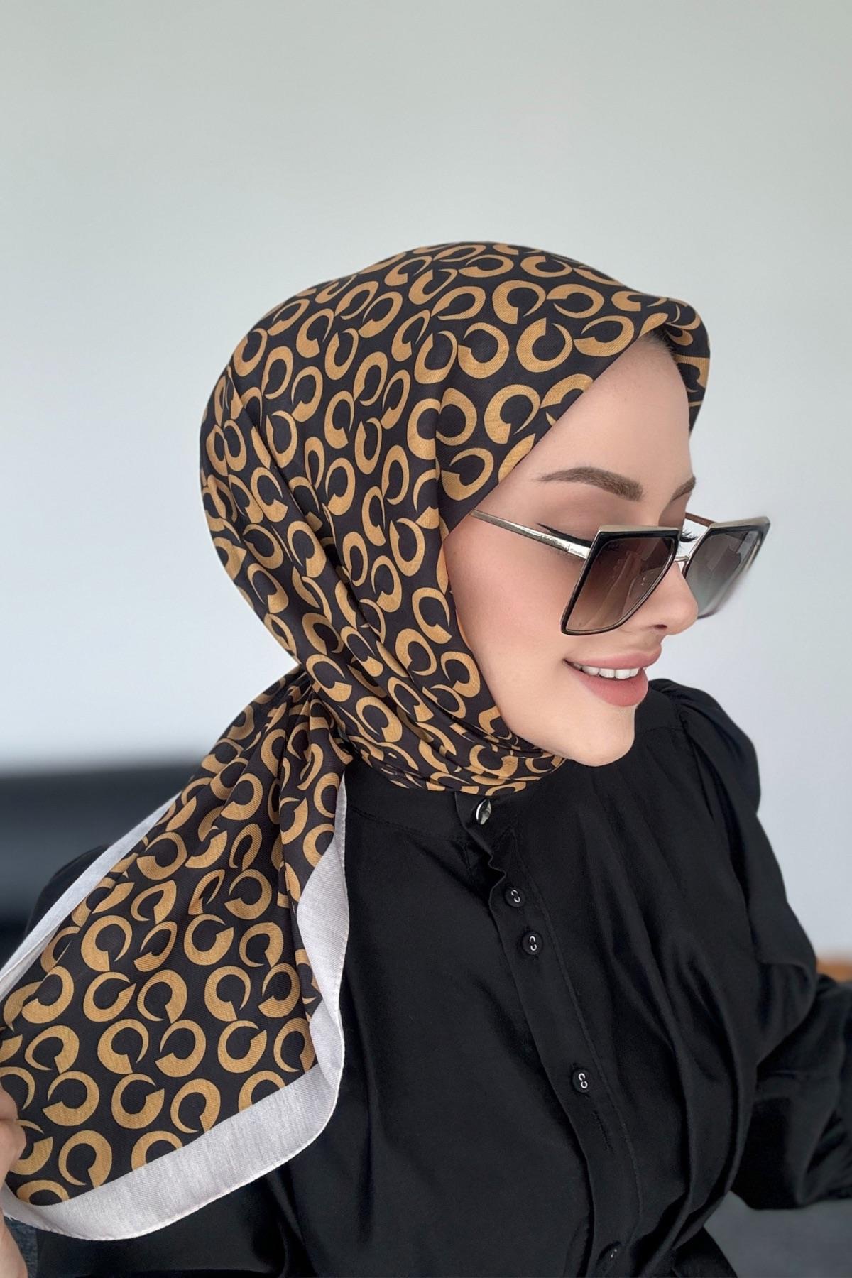 Zarif Desen Dijital Soft Eşarp Taba