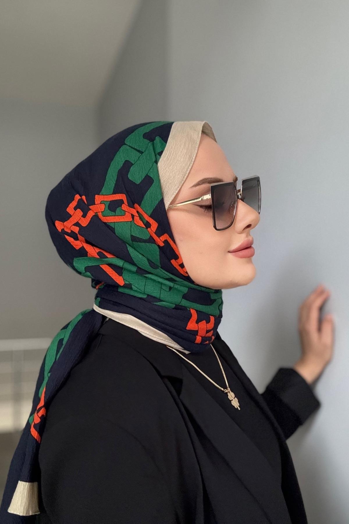 Zincir desen naturel sal lacivert