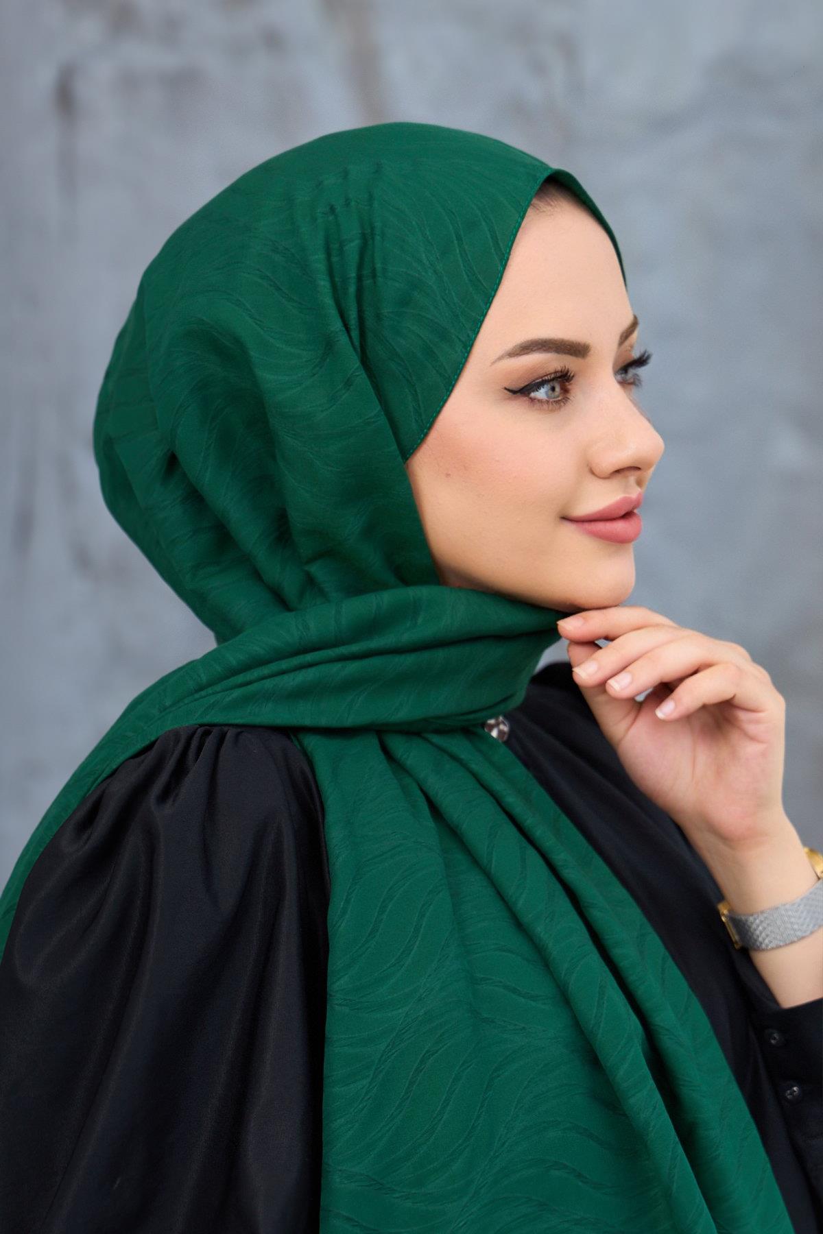 Zümrüt Kendinden Desenli Fresh Şal