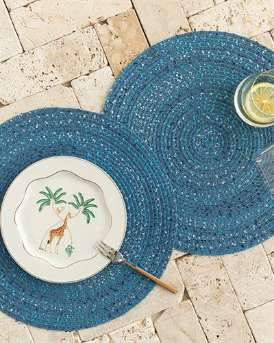 Американзки Сервиз 2Бр., Полиестер, Синьо, 38 Cm