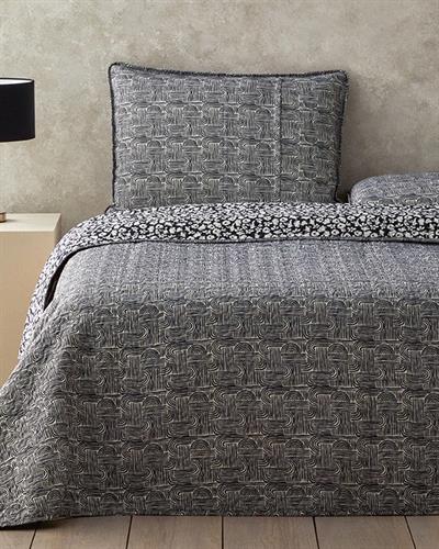 Комплект Кувертюра За Легло Двоен Многофункционален 200x220 см Черен