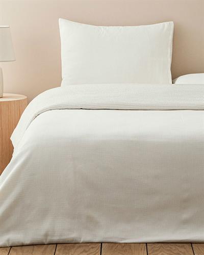 Спален Комплект Двоен Шенилна тъкан с багрени нишки 200x220 см Бежов