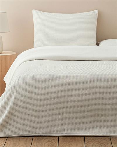 Спален Комплект Двоен Шенилна тъкан с багрени нишки 200x220 см Бежов