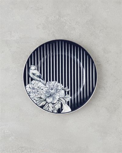 Комплект За Хранене Порцелан 24 части за 6 души Бял - Морскосин