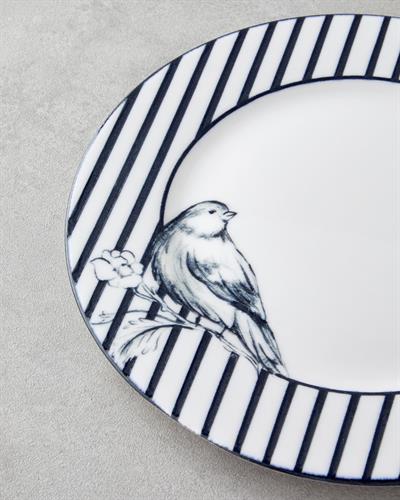 Комплект За Хранене Порцелан 24 части за 6 души Бял - Морскосин