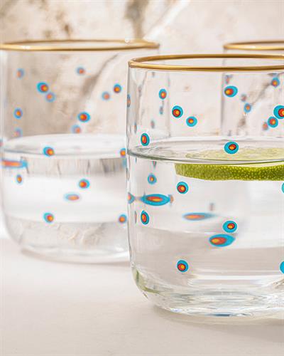 Чаша За Безалкохолно 3 Бр., Стъкло, Зелено-Синьо, 270 Ml