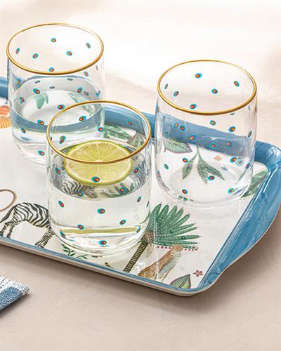 Чаша За Безалкохолно 3 Бр., Стъкло, Зелено-Синьо, 270 Ml