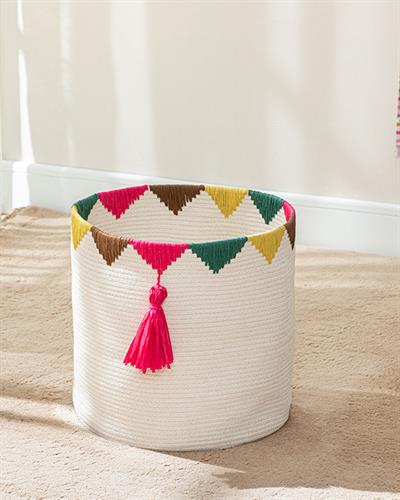 Кошница За Играчки Плетена Кошница, Памучен, Екру, 30 X 30 Cm