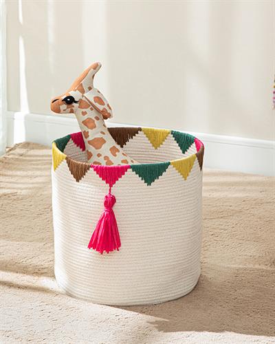 Кошница За Играчки Плетена Кошница, Памучен, Екру, 30 X 30 Cm