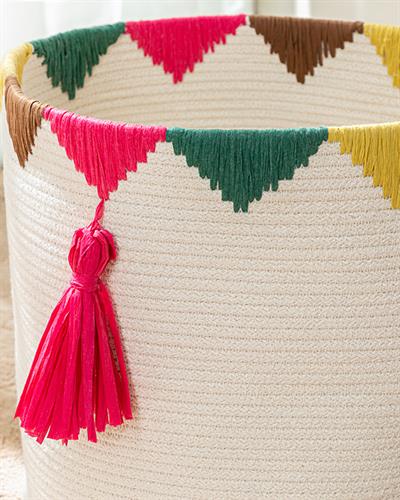 Кошница За Играчки Плетена Кошница, Памучен, Екру, 30 X 30 Cm